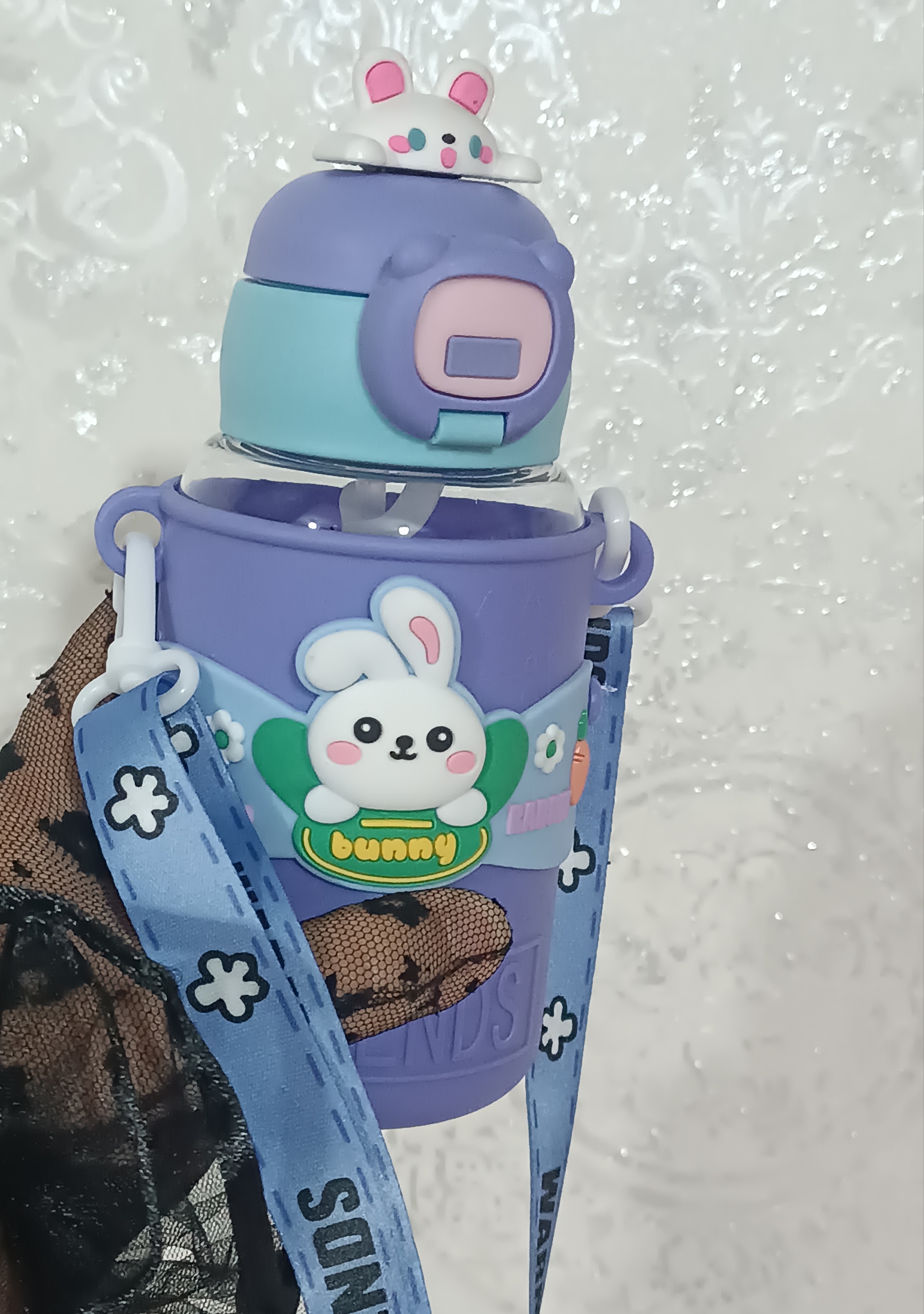 قمقمه دور سیلیکونی بند دار نی دار آکرولیک نشکن